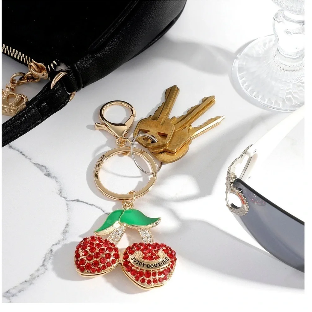 NWT Juicy Couture Cherry 🍒 Pave Charm Keychain
